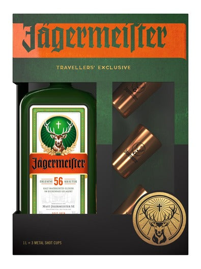 Jagermeister with 3 shot glasses